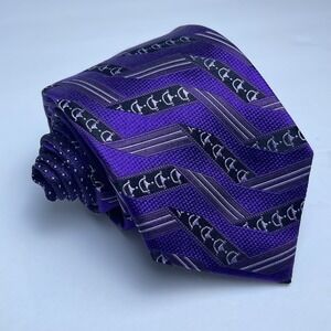 Robert Graham Tie Purple Vibrant Stripes Dots Shapes Ribbon Genie Bottle